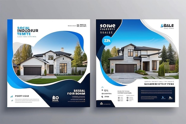 Недвижимость Социальные сети Пост шаблон Современная продажа дома Продвижение в социальных сетях