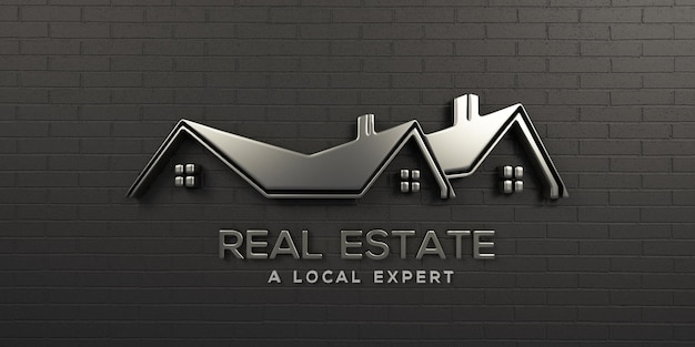 Real Estate Silver Logo Icon Design 3D Rendering Illustration