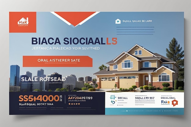 Photo real estate social media square banner or flyer template