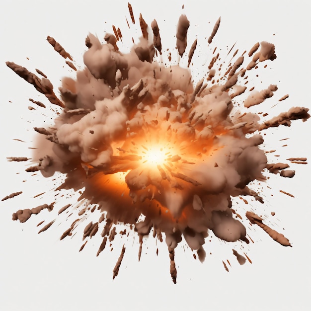 Real explosion isolated on white background