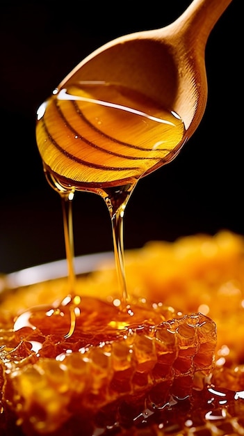 Real honey spoonful fresh health Capture an enticing image Ai generated art