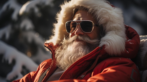 A real life Santa wearing sunglasses