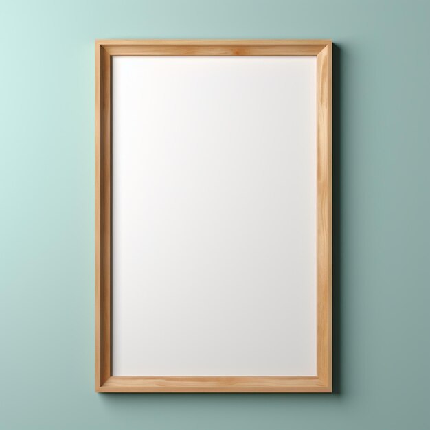 Real photo of blank wood frame hung on the walls