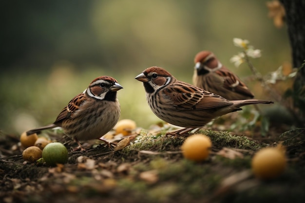 Real photo of sparrows