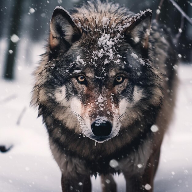 Photo real photos of wolves in winter