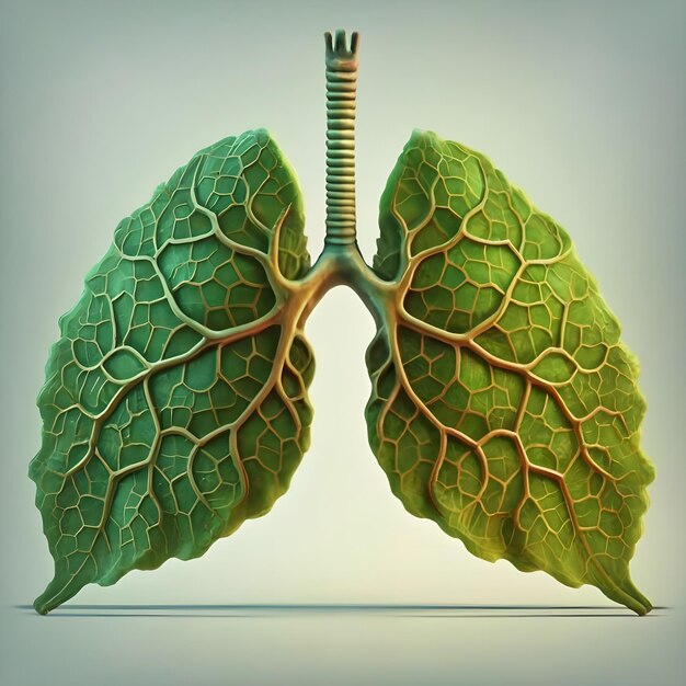 Real picture of green leaf in lung picture