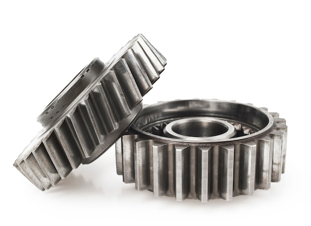 Real stainless steel gears isolated