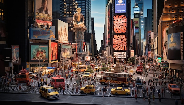 Real-time fotografie Time Square New York miniatuur super schattige kleiwereldkinderen