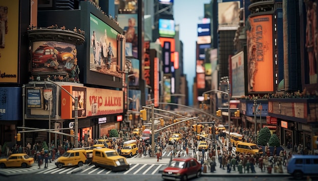 Real time photography time square new york miniature super cute clay world children