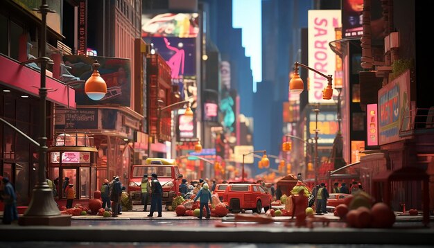 Real time photography time square new york miniature super cute clay world children