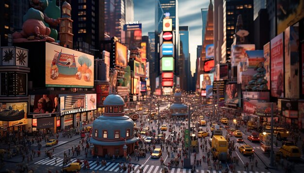 Real time photography time square new york miniature super cute clay world children