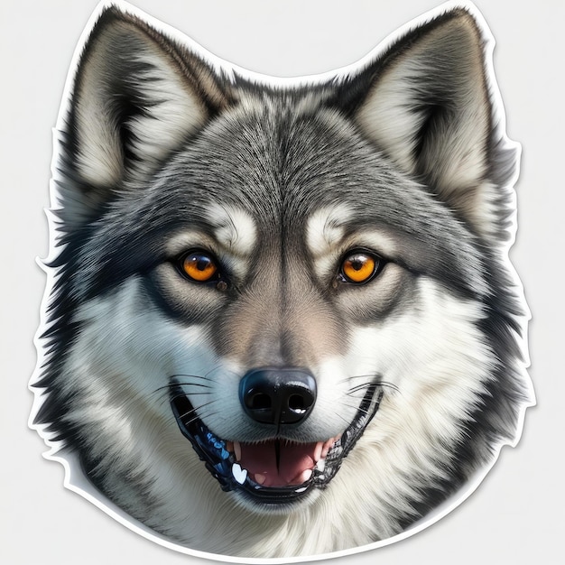 Real wolf face sticker