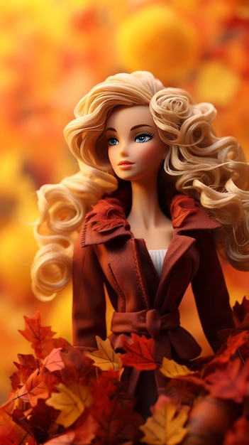 Real women Barbie in autumn fashion model