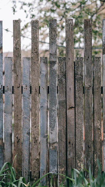 Real wooden fence in the middle of the nature