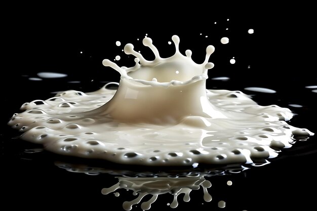 Photo realisitc 3d white milk splash flying grey checkered background design