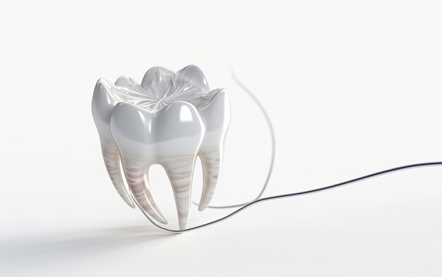 Realism of Dental Floss on a Clean White Background