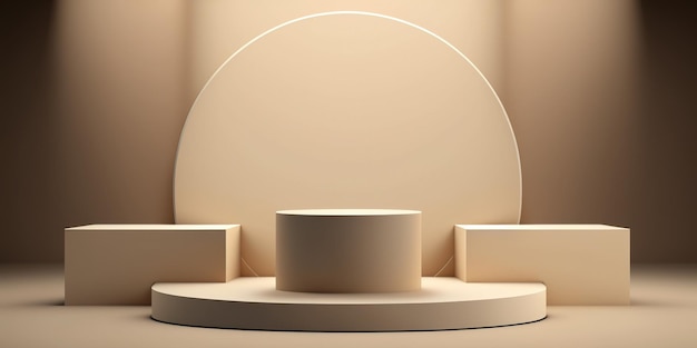 Realistic 3D beige theme podium for product display