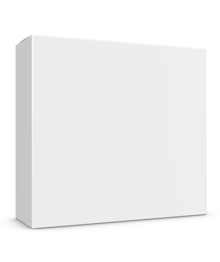 Photo realistic 3d box mock up template on white background 3d rendering