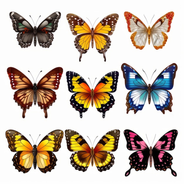 Realistic 3D Butterflies on Transparent Background