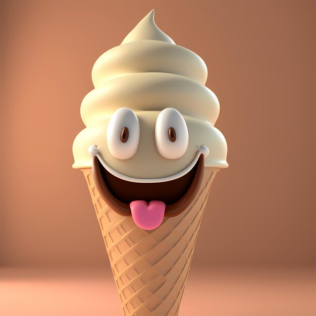 Realistic 3D Cartoon Ice Cream Image Perfect for Your Next Project Generative AI