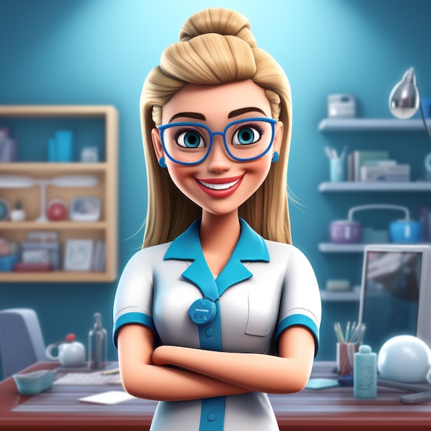 Premium Ai Image Realistic 3d Cartoon Nurse In Operating Room