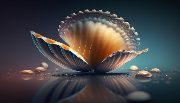 Realistic 3D colorful Clam shell vector illustration image Ai generated art