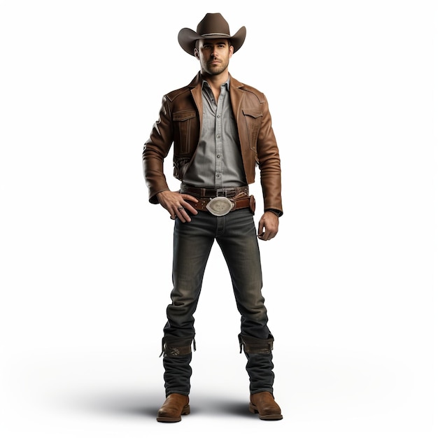 Realistic 3d Cowboy Man In Stylish Outfit Highquality Uhd Image