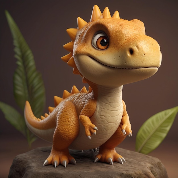 Photo a realistic 3d cute dinosaur