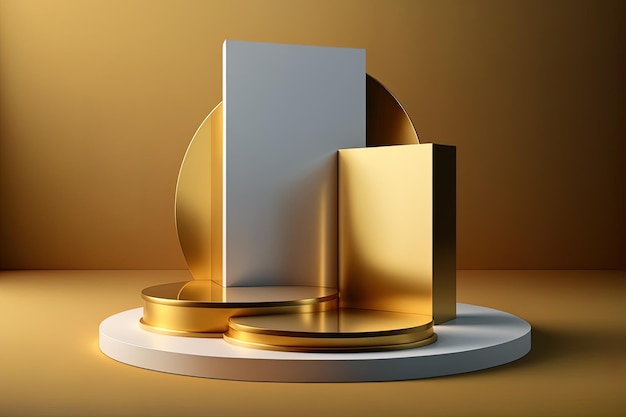 Реалистичный 3D-цилиндр с роскошным и золотым подиумом для демонстрации продукта