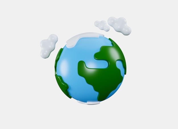 Фото Реалистичный 3d-дизайн планеты земля с изолированными облаками концепция глобального потепления и изменения климата