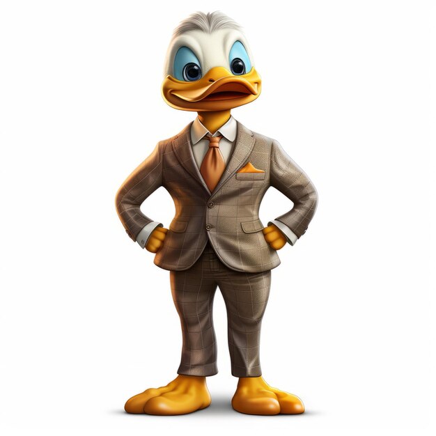 Photo realistic 3d donald duck in business suit kevin mcneal style