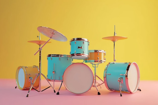 Realistic 3D drum kit rendering generative by ai