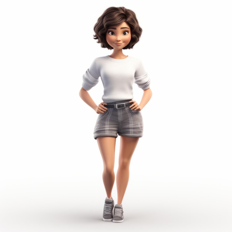 Photo realistic 3d girl in cartoon shorts a tribute to gerda taro
