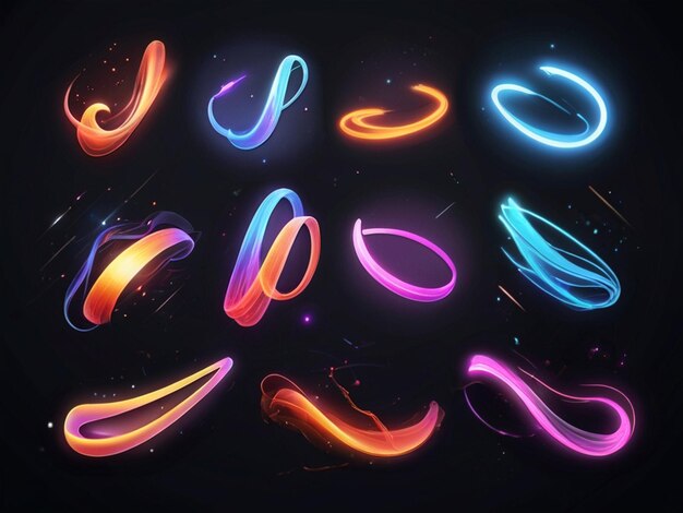 Photo realistic 3d glow circle neon lights background