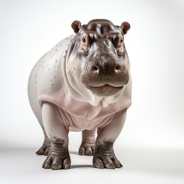 Foto hipopotamo 3d realistico con sfondo bianco in alta qualità ultra hd