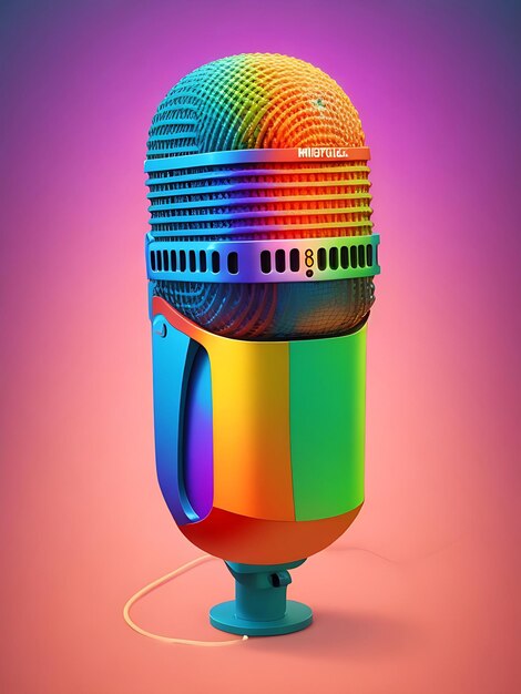 Photo realistic 3d icon of microphone ai image