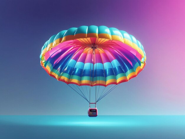 Realistic 3d isometric parachute with gradient background generative ai