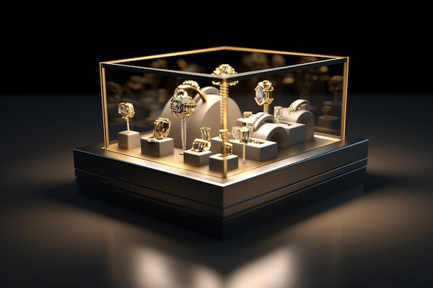 Realistic 3d jewelry showcase podium