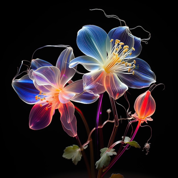 Photo realistic 3d majestic rocky mountain columbine