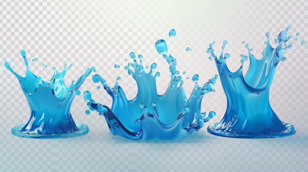 Photo realistic 3d modern illustration clip art with aqua liquid in shape of crown and dynamic motion elements hydration ad