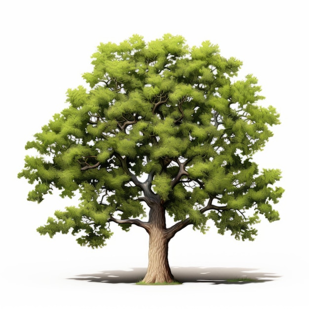 Photo realistic 3d oak tree isolated on white background