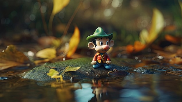 Realistic 3D Pinocchio doll illustration cartoon 3d