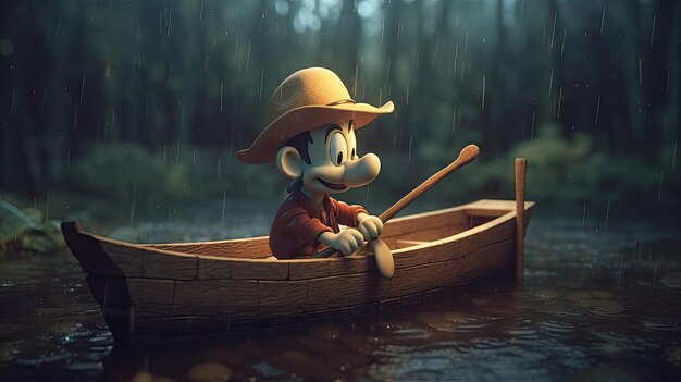 Realistic 3D Pinocchio doll illustration cartoon 3d