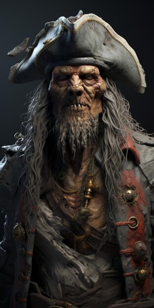 Realistic 3d Pirate Character Portrait In Dark And Gritty Style