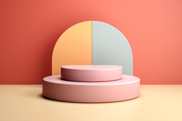 Realistic 3d podium in pastel colours