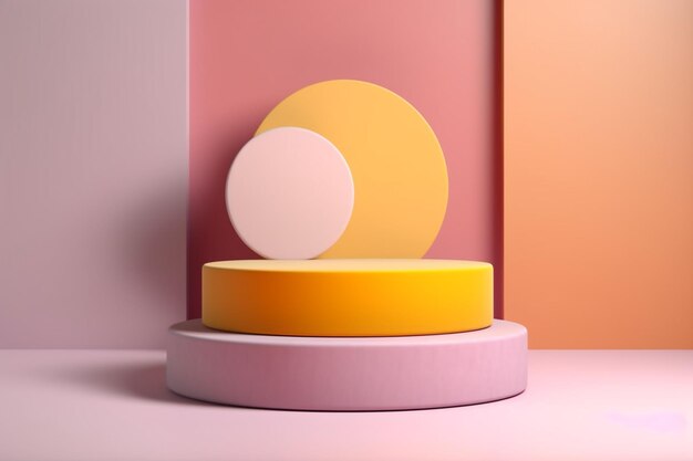 Realistic 3d podium in pastel colours