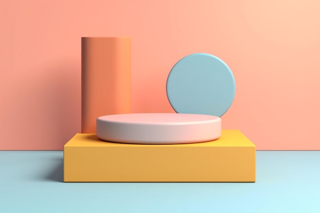 Realistic 3d podium in pastel colours