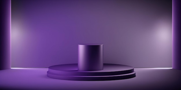 Realistic 3D purple theme podium for product display