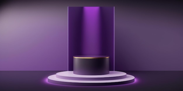 Realistic 3D purple theme podium for product display