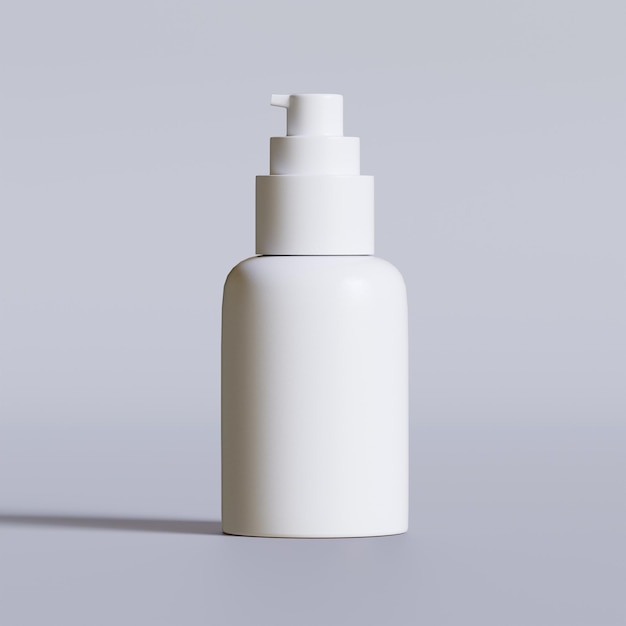 realistic 3d render cosmetic bottle with pump transparent background